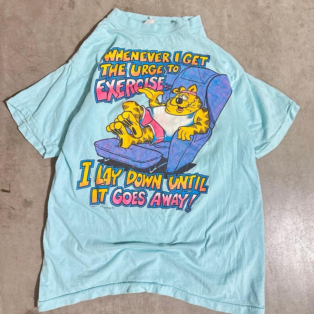 90s Vintage Single Stitch Cat Graphic Tee Funny Quote